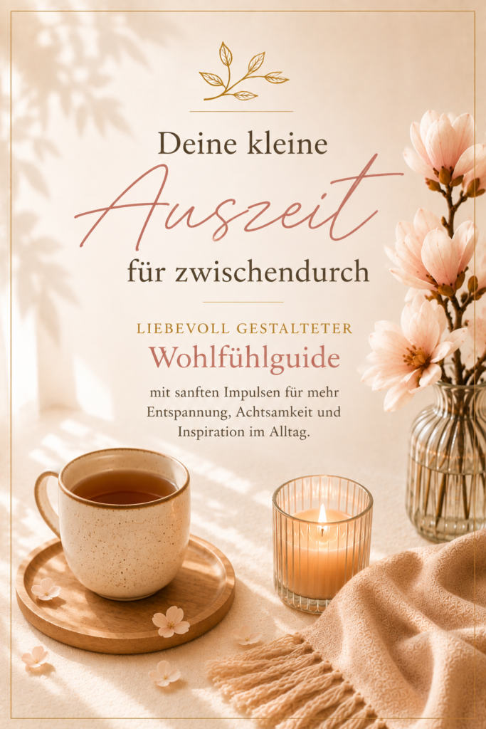 Entspannung und Achtsamkeit mit Tee, Kerze und Blumen
