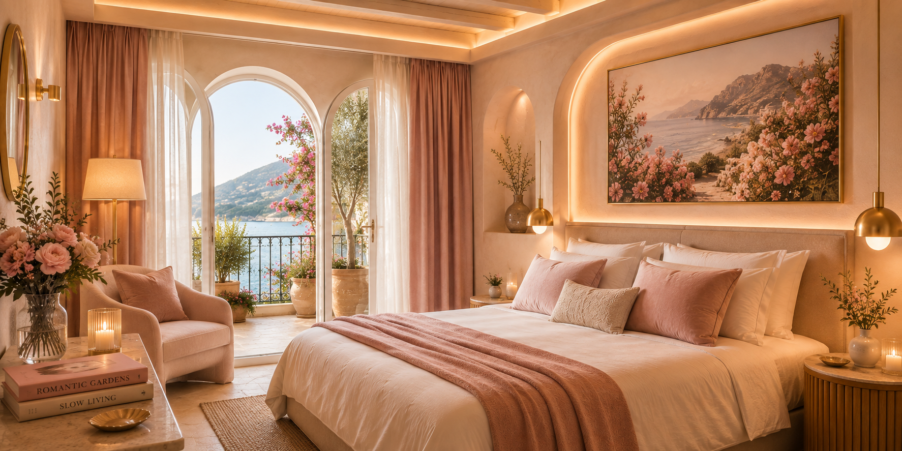 chatgpt image 26. aug. 2026, 17 05 15 Elegantes Schlafzimmer im Soft-Luxury-Stil mit warmem Licht und roséfarbenen Akzenten